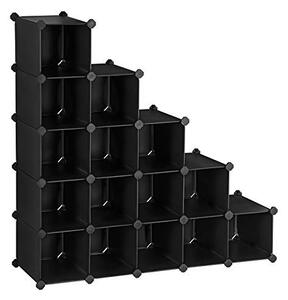 Set 15 cuburi modulare din plastic pentru depozitare, Songmics, Negru, 91x36x91 cm