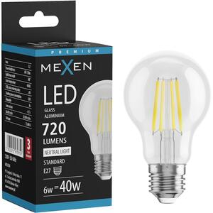 Mexen Vintis, Bec LED cu filament E27, A60, 6 W, alb neutru 4000K, transparent, L150-E27-0640-00