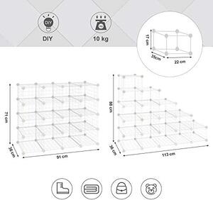 Raft depozitare modular din sarma, Songmics, Alb, 91x36x71 cm