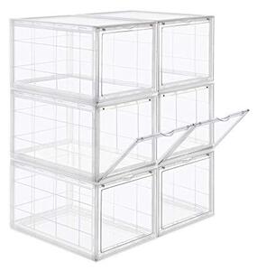 Pantofar set 6 cutii din plastic, Songmics, Alb, 36x28x22 cm