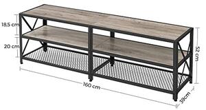 Comoda TV, Vasagle, Negru-Ivoar, 160x39x52 cm