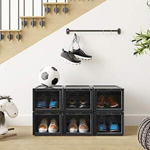 Pantofar set 6 cutii din plastic, Songmics, Negru, 36x28x22 cm