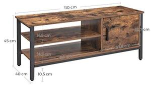 Comoda TV, Vasagle, Antic-Negru, 110x40x45 cm