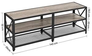 Comoda TV, Vasagle, Negru-Ivoar, 140x39x52 cm