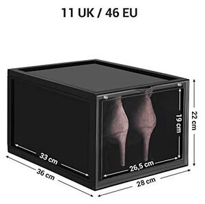 Pantofar set 6 cutii din plastic, Songmics, Negru, 36x28x22 cm