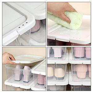 Pantofar set 8 cutii din plastic, Songmics, Alb, 35x20x12.5 cm