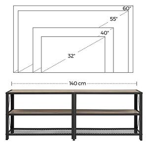 Comoda TV, Vasagle, Negru-Ivoar, 140x39x52 cm