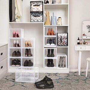 Pantofar set 6 cutii din plastic, Songmics, Alb, 36x28x22 cm