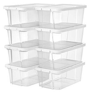Pantofar set 8 cutii din plastic, Songmics, Alb, 35x20x12.5 cm