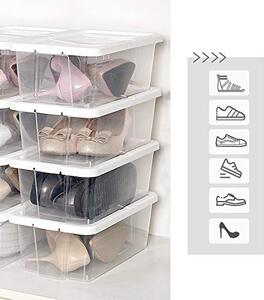Pantofar set 8 cutii din plastic, Songmics, Alb, 35x20x12.5 cm
