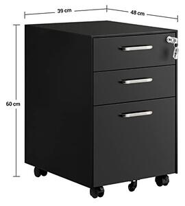 Comoda birou, Songmics, Negru, 39x48x60 cm