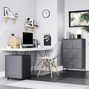 Dulap de depozitare din metal, Songmics, Gri, 65x36x105 cm