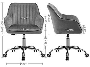 Scaun de birou, Songmics, Gri, 64x62x(80-90) cm