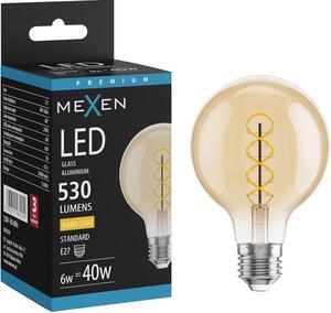 Mexen Vintis, Bec LED cu filament E27, G80, 6 W, alb cald 2700K, chihlimbar, L165-E27-0627-50