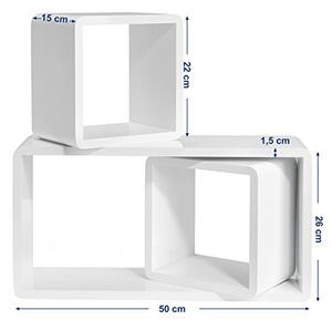 Set 3 etajere, Songmics, Alb, 50x26x15 cm