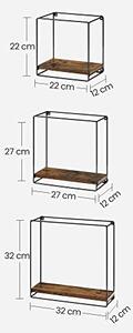 Set rafturi de perete, Vasagle, Negru , 32.0x32.0x12.0 cm