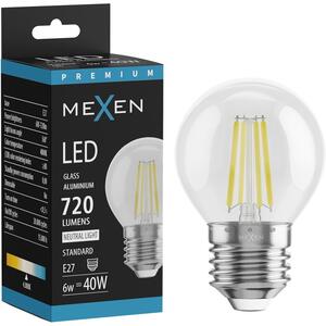Mexen Vintis, Bec LED cu filament E27, G45, 6 W, alb neutru 4000K, transparent, L156-E27-0640-00