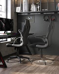 Scaun de birou, Songmics, Negru, 38x44.5x(95-115) cm