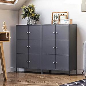 Dulap de depozitare din metal, Songmics, Gri, 65x36x105 cm