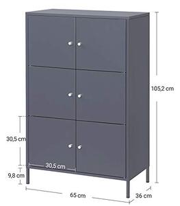 Dulap de depozitare din metal, Songmics, Gri, 65x36x105 cm