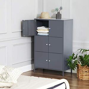 Dulap de depozitare din metal, Songmics, Gri, 65x36x105 cm