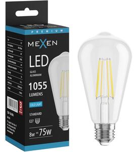 Mexen Vintis, Bec LED cu filament E27, ST64, 8 W, alb rece 6500K, transparent, L152-E27-0865-00