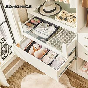 Set 6 organizatoare pentru sertare, Songmics, Gri, 28x28x13 cm