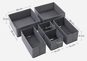 Set 6 organizatoare pentru sertare, Songmics, Gri, 28x28x13 cm