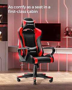 Scaun gaming, stil de curse, Songmics, Negru-Rosu, 71x63x(120-130) cm