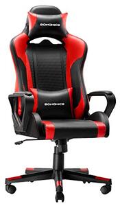 Scaun gaming, stil de curse, Songmics, Negru-Rosu, 71x63x(120-130) cm