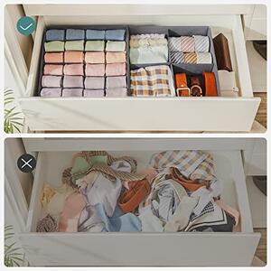 Set 6 organizatoare pentru sertare, Songmics, Gri, 28x28x13 cm