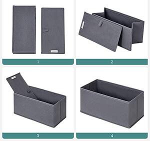Set 6 organizatoare pentru sertare, Songmics, Gri, 28x28x13 cm
