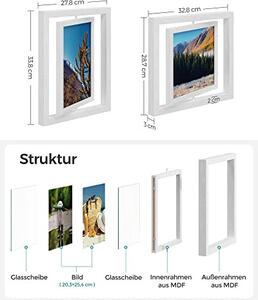 Set 2 rame foto, Songmics, Alb, 33×28 cm