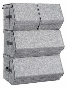 Set 4 cutii de depozitare, Songmics, Gri, 50x35x25 cm
