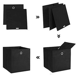 Set 6 cutii de depozitare din material tesut, Songmics, Negru, 30x30x30 cm