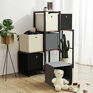 Set 6 cutii de depozitare din material tesut, Songmics, Negru, 30x30x30 cm
