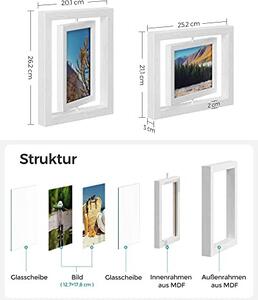 Set 2 rame foto, Songmics, Alb, 25.5×20.5 cm