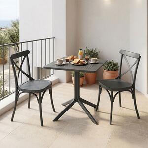Set 3 bucati masa si scaune gradina, Groovy Crossie, Antracit, 60x60x76 cm