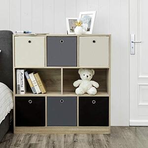 Set 6 cutii de depozitare din material tesut, Songmics, Negru, 30x30x30 cm