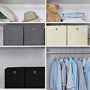 Set 6 cutii de depozitare din material tesut, Songmics, Negru, 30x30x30 cm