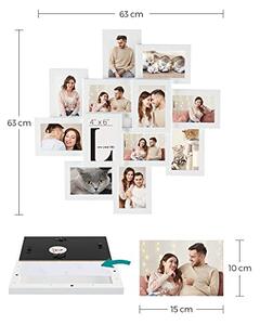 Rama foto, Songmics, Alb, 63.3x63.3x3.6 cm