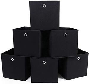 Set 6 cutii depozitare pliabile, Songmics, Negru, 30x30x30 cm
