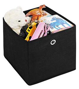 Set 6 cutii de depozitare din material tesut, Songmics, Negru, 30x30x30 cm