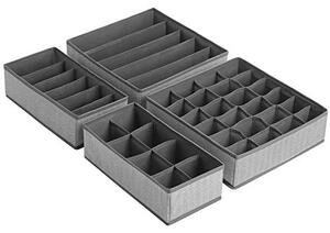 Set 4 cutii depozitare pliabile, Songmics, Gri, 32x32x10 cm