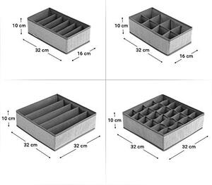 Set 4 cutii depozitare pliabile, Songmics, Gri, 32x32x10 cm