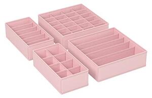 Set 4 cutii depozitare pliabile, Songmics, Roz, 32x32x10 cm