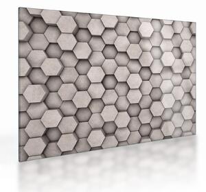 Tablou pe sticlă - Hexagoane design beton (70x50 cm)