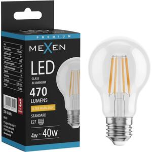 Mexen Vintis, Bec LED cu filament E27, A60, 4 W, alb cald 2200K, transparent, L150-E27-0422-00