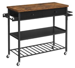 Insula de bucatarie cu roti Vasagle Negru 119x45x91 cm