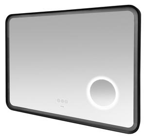 Mereo, Oglindă pătrată Mereo 80x60 cm, iluminare LED, oglindă cosmetică, ramă neagră, dezaburitor, MER-CN173